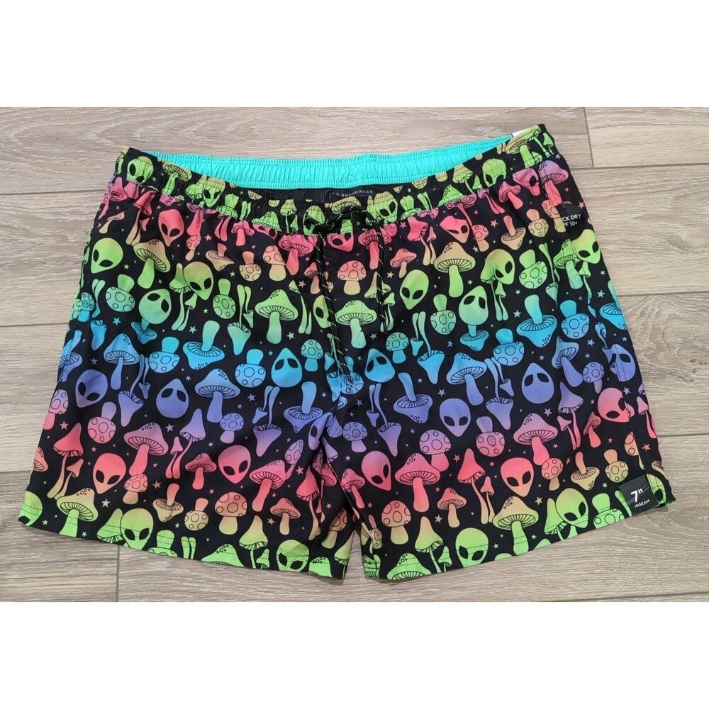 SWIM SHORTS by NO BOUNDARIES MEN'S SIZE 3XL ALIENS & MUSHROOMS W/Pockets  NWT